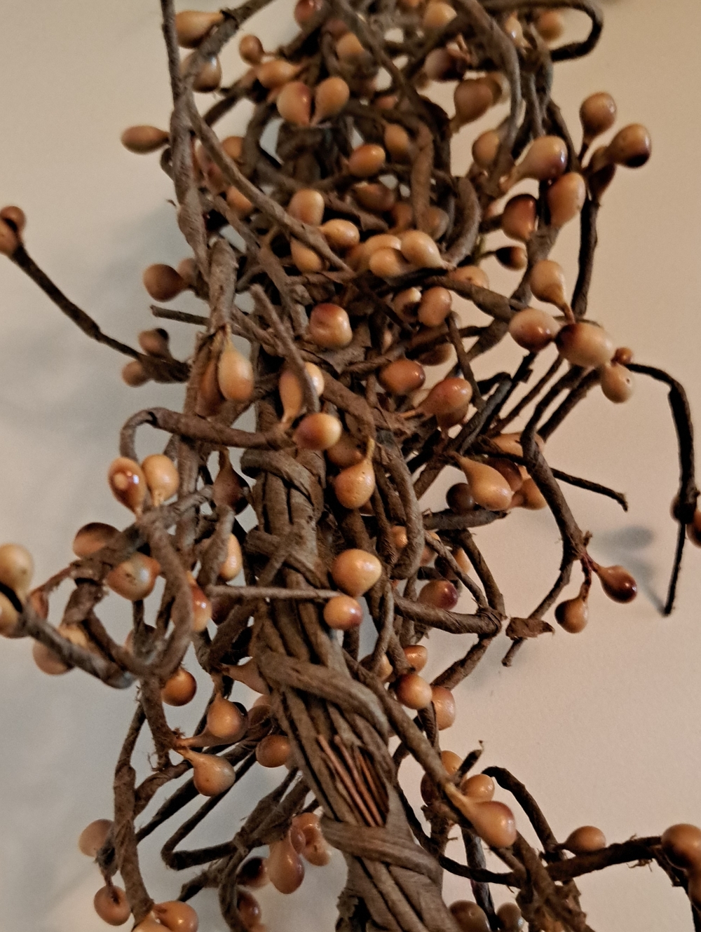 Neutral Brown Berry Vine Faux Floral Accent